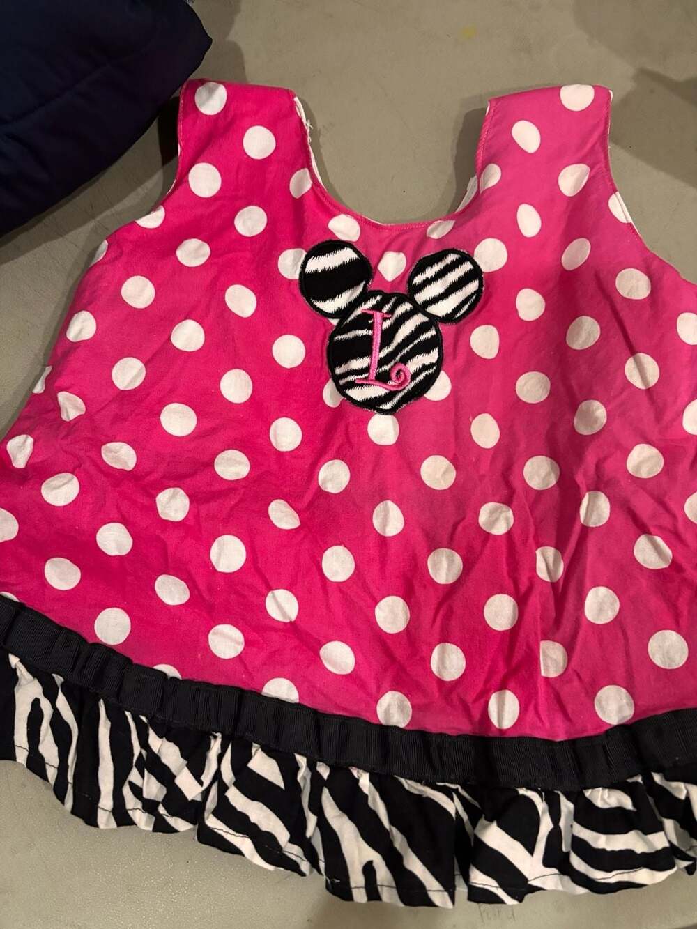Boutique Toddler Girl Pink Polka Dot Minnie Mouse Zebra Print Ruffle Tank Top